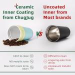ChugJug 16 oz Travel Coffee Mug with Ceramic Coating, Leak-Proof Vacuum Insulated Coffee Tumbler with Lid, Reusable Double Wall Stainless Steel Travel Cup for Hot& Cold Drinks (Teal)