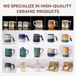 XIYUANJI Ceramic Tea Mug with Infuser & Lid - 15.2oz Glowing Jade Porcelain Mug - Translucent Artisan Cup - Loose Leaf Tea Cup with Infuser,Insulated Ceramic Coffee Mugs with Lid, Gift for Women/Men