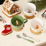 Squirrel Gifts for Women Men Cute Squirrel Ceramic Mug Hidden 3D Animal Inside Unqiue Coffee Mug Tea Cup with Lid Spoon Cool Stuff Home Decor Christmas Birthday Gifts for Her Friends Sisters Besties