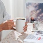 CEEFU Porcelain Tea Mug with Infuser and Lid, with Filter and Coaster, Loose Leaf Tea Cup Steeper Maker, 16 OZ for Tea/Coffee/Milk/Women/Office/Home/Gift (White)