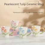 DTIUYIOP] Hand Drawn Ceramic Coffee Mug 12 Oz, Personalized Cute Tea Cup for Women, Unique Gift for Mom Wife Best Friend, Home Office Use，orange color