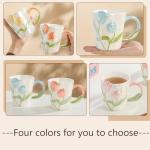 DTIUYIOP] Hand Drawn Ceramic Coffee Mug 12 Oz, Personalized Cute Tea Cup for Women, Unique Gift for Mom Wife Best Friend, Home Office Use，orange color