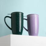 Sweejar Porcelain Tea Infuser Mug with Lid, 20 oz Teacup with Strainers for Loose Leaf Tea, Microwave and Dishwasher Safe Coffee Mug(Jade)