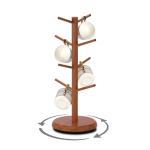 BAMBANG Mug Holder Tree, 360° Rotating 8 Hooks Coffee Cup Holder for Counter, Bamboo Coffee Mug Rack Standing for Kitchen Countertop Home (Brown) (Brown)