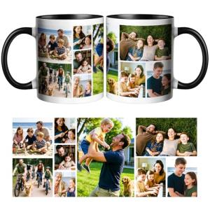 Custom Coffee Mug With Photo, Personalized Coffee Mug With Picture, 11oz Photo Collage Mug With 9 Photo, Tazas Personalizadas, Novelty Custom Gift For Women, Men, Family, Friends, Birthday, Christmas