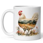 Chicken Ceramic Coffee Mug 11oz Hen Rooster Cluck - Tea Coffee Mug with Comfortable Grip - Unique Animal Gift Cup for Office or Home - Vibrant Long-Lasting Print ID44991
