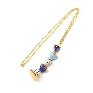 Caiyao Dainty Stacked Enamel Teacup Necklace Delicate Interlock Teacup Teapot Coffee Tea Cup Pendant Necklace Elegant Teacup Long Sweater Necklace for Women Fashion Jewelry-B blue white