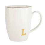HOME SMILE Initial Coffee Cups for Women Friends Mom Daughter,Monogram Ceramic Mugs with Personalized L,Elegant Alphabet Tea Mugs,Cups for Office and Home,12 oz