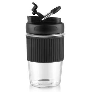 Sivaphe Reusable Glass Ice Hot Coffee Cup 16 oz, Portable Travel Mug with Spill-Proof Lid and Thermal Sleeve for Home Office Blue