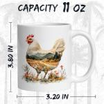 Chicken Ceramic Coffee Mug 11oz Hen Rooster Cluck - Tea Coffee Mug with Comfortable Grip - Unique Animal Gift Cup for Office or Home - Vibrant Long-Lasting Print ID44991