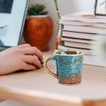 YINUOWEI 4.2 oz Espresso Cups Set of 2, Ceramic Coffee Mugs Demitasse Cups, Small Espresso Mugs for Shot of Coffee, Tea Cups with Handles, Gift for coffee Lovers