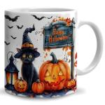 WIDOVINA Halloween Black Cat Coffee Mug - Black Cat Lover Mugs Gifts for Women Men - Halloween Birthday Gift for Friend Mom Dad Wife Husband - Watercolor Printed 11oz Ceramic Tea Cup