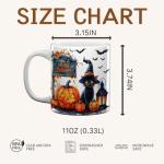 WIDOVINA Halloween Black Cat Coffee Mug - Black Cat Lover Mugs Gifts for Women Men - Halloween Birthday Gift for Friend Mom Dad Wife Husband - Watercolor Printed 11oz Ceramic Tea Cup