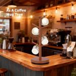 BAMBANG Mug Holder Tree, 360° Rotating 8 Hooks Coffee Cup Holder for Counter, Bamboo Coffee Mug Rack Standing for Kitchen Countertop Home (Brown) (Brown)