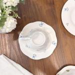 MSRRTUSY Tea Cup and Saucer Set with Blue Flowers，6.76 oz Ceramic Coffee Cup，Latte Mug for Mother's Day Gifts (blue)