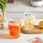 INSETLAN 13oz Portable Glass Tumblers Set of 2, Thick Wall Glass Cups with Lid and Glass Straw, On-the-Go Coffee Cups for Iced Coffee, Tea, Milk, Hot & Cold Drinks, Travel & Daily Use