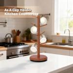 BAMBANG Mug Holder Tree, 360° Rotating 8 Hooks Coffee Cup Holder for Counter, Bamboo Coffee Mug Rack Standing for Kitchen Countertop Home (Brown) (Brown)