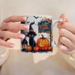WIDOVINA Halloween Black Cat Coffee Mug - Black Cat Lover Mugs Gifts for Women Men - Halloween Birthday Gift for Friend Mom Dad Wife Husband - Watercolor Printed 11oz Ceramic Tea Cup