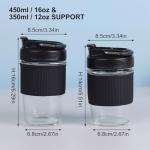 Sivaphe Reusable Glass Ice Hot Coffee Cup 16 oz, Portable Travel Mug with Spill-Proof Lid and Thermal Sleeve for Home Office Blue