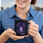 Custom Old Tree Coffee Mug With Purple Glowing Design, Customized Mystical Tree Cup, Gift For Tree Lovers, Personalized Name Nature Inspired Ceramic Mug, Unique Black Cup 11oz 15oz