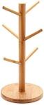 WAYUYU Space-Saving Bamboo Mug Tree – Holds 6 Cups, Rust-Proof Organizer for Kitchen Counter, Office, or Coffee Bar