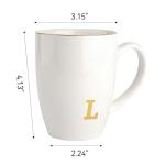 HOME SMILE Initial Coffee Cups for Women Friends Mom Daughter,Monogram Ceramic Mugs with Personalized L,Elegant Alphabet Tea Mugs,Cups for Office and Home,12 oz