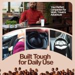 15oz Double Wall Stainless Steel Insulated French Press Coffee and Tea Maker - Portable Camping Mug and Tumbler - Heat Retaining, Leak-Proof, Travel-Friendly for Office and Outdoor Adventures (Black)