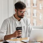 Sivaphe Reusable Glass Ice Hot Coffee Cup 16 oz, Portable Travel Mug with Spill-Proof Lid and Thermal Sleeve for Home Office Blue