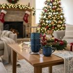 JH JIEMEI HOME Large Ceramic Coffee Mug Set of 4 with Stand, 15 Oz Stackable Different Embossment Ribbed Latte Cup Set for Cappuccino, Tea, Hot Cocoa, Drinks - Dishwasher & Microwave Safe, Blue