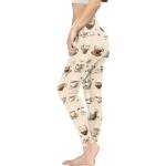 Irisjudy Coffee Cup Tummy Control Leggings Yoga Pants for Women, Retro Coffee Afternoon Tea Stretchy Gym Workout Tights Breathable Jogging Pants