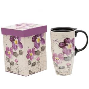 Tall Ceramic Travel Mug with Sealed Lid