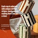 Retro Striped Ceramic Coffee Mug - 10 Oz