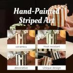 Retro Striped Ceramic Coffee Mug - 10 Oz