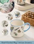 Colorful Butterfly and Flower Ceramic Mug Set