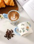 Colorful Butterfly and Flower Ceramic Mug Set