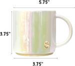 Iridescent Ceramic Coffee Mug with Embossed Lettering