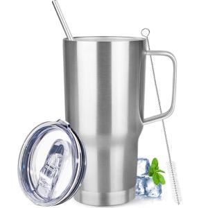 20 oz Insulated Stainless Steel Travel Mug with Straw