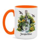 Personalized Banjo Mug with Floral Design