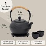 Juvale Black Cast Iron Teapot with Infuser