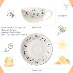 Cute Bee Decor Porcelain Tea and Coffee Mug Set