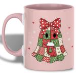 Ghostly Christmas Patchwork Coffee Mug for Holidays
