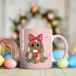 Ghostly Christmas Patchwork Coffee Mug for Holidays
