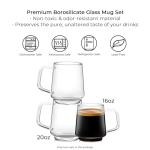 Aquach 20 Oz Clear Glass Coffee & Tea Mugs