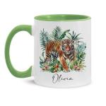 Custom Tiger Mug with Tropical Design