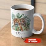 Custom Tiger Mug with Tropical Design
