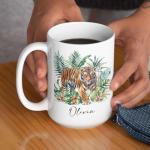 Custom Tiger Mug with Tropical Design