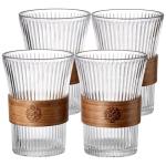 4PCS 9oz Glass Coffee Mugs with Bamboo Sleeves
