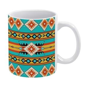 Turquoise Aztec Pattern Coffee Mug and Tea Cup