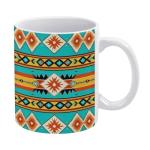 Turquoise Aztec Pattern Coffee Mug and Tea Cup