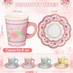 Floral Disposable Tea Cups with Saucers - 100 Sets